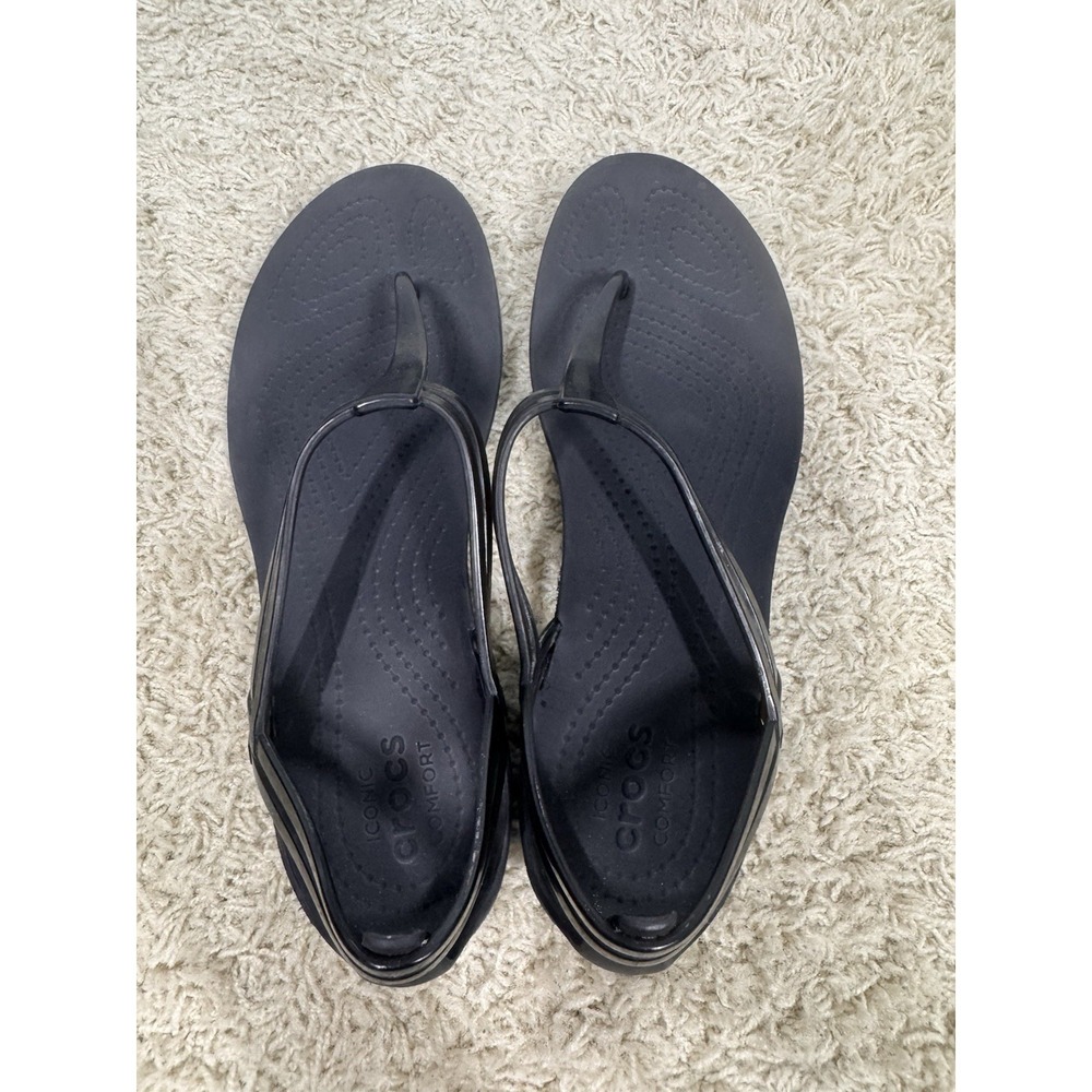 Crocs Isabella T-Strap Gray Waterproof Comfort Jelly Sandal Women's 9 Beach - Picture 7 of 12
